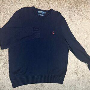 Polo Ralph Lauren Sweater Mens XL Blue 100% Cotton Red Pony Crewneck